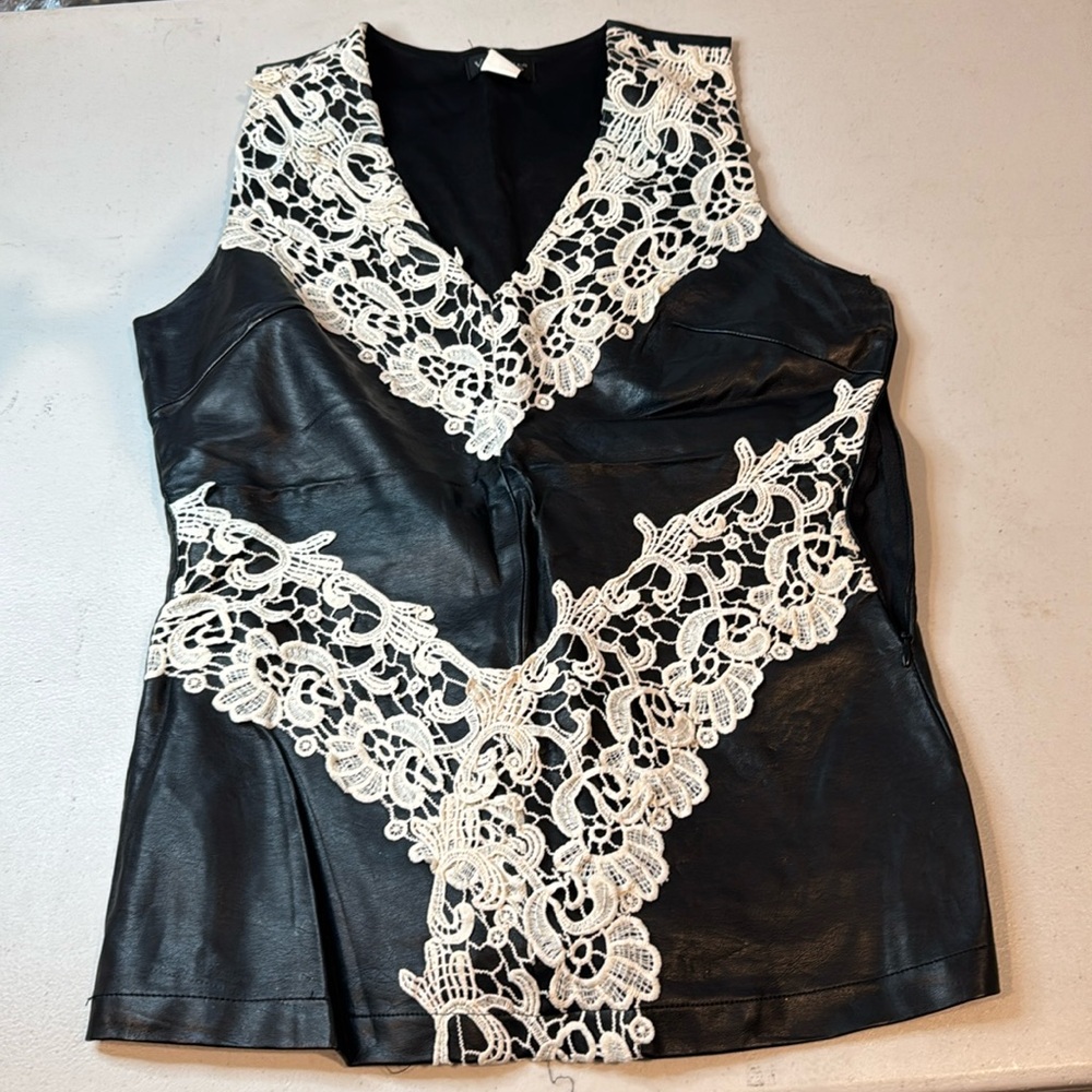 Black Faux Leather and Lace side zip Size 8